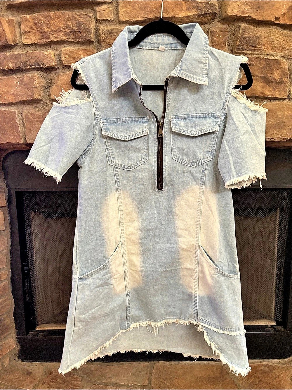 NWOT Denim Mini Dress Size Large Blue